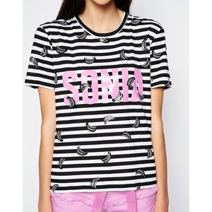 Sonia Graphic T-Shirt "Sonia" Logo Cotton‎ Stripe